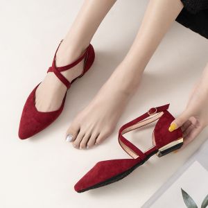 Giày Đế Bằng Mũi Nhọn Đính Nút Đơn Cho Nữ Giày Lười Mùa Xuân Đa Năng Giày Lười Hở Mũi Giày Cưới Phong Cách Tiên Nữ Giày Đính Nhẫn