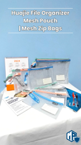 Huajie File Organizer Mesh Pouch | Zip Pouch | Mesh Zipper Bag | Pencil Case | Cosmetic Bag | Document Bag