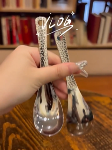 FR-C1414 Sendok Bebek Stainless Alat Makan Gagang Ukir / Sendok Kuah Serbaguna / Sendok Makan