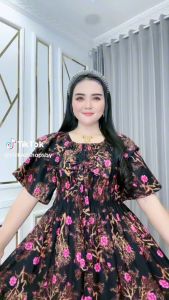 Dress Wanita Marimar Pita Siti Aisyah Katun Rayon Adem Ringan Model Mayung Lengan Pendek Pita Cantik LD 110