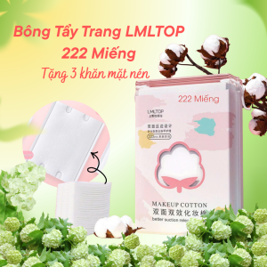 Bông Tẩy Trang LMLTOP 222 Miếng Dày 3 Lớp Ép Viền Bông Không Xơ Nhẹ Nhàng Làm Sạch