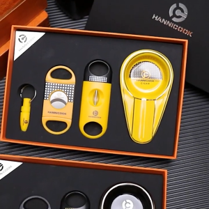 HANNICOOK ciga Cutter Stainless Steel Sharp Blade V-shaped Scissors Flat-nose Scissors Drill Tool Set gift