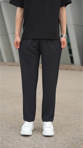 LJPNK Mens Cropped Dress Pants – Straight-Leg Trousers with Loose Fit & Draped Cut for Daily & Office Wear