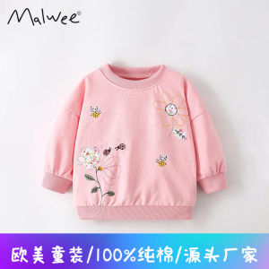 Malwee Kids Sweatshirt Autumn Clothes New Arrival Fashion Children Casual Crew Neck Top Western Style Little Girl Long Sleeves