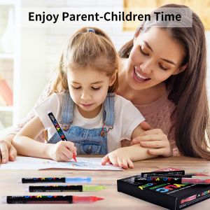 ชุดปากกาอะคริลิกปลายแปรงขนนุ่ม24สีอะคริลิคปากกาทาสีสำหรับไม้ผ้าผ้าใบแก้วหินผ้าใบภาพวาดหินและอุปกรณ์ศิลปะงานฝีมือ DIY