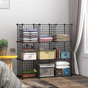 ตู้เก็บของ ตาข่ายเหล็ก ชั้นวางของ ครัว ตู้เก็บของใช้ ชั้นไม้ วาง ของ พับเก็บได้ สำหรับจัดเก็บเสื้อผ้าและของใช้ในบ้าน รั้วกั้นสุนัข