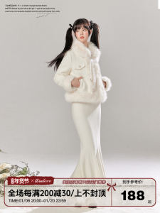 TB in LOVE New Chinese Style White Cotton Jacket Short Quilted Coat Sweet Straight Cut Long Sleeve Thickened Winter Top