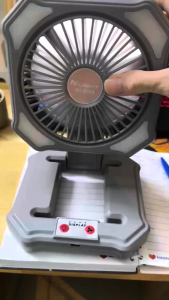 Quạt tích điện để bàn pin trâu có thể sạc lại quạt để bàn gấp gọn kèm đèn động cơ không chổi than 2 pin 18650 6000mAh