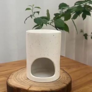 Minimalist Speckled Ceramic Aroma Burner Cylindrical Wax Melt Warmer For Essential Oil Scented Wax Home Table Decor