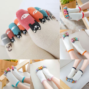 Tất Cotton In Hình Gấu Hoạt Hình Và Cá Cho Nữ Tất Năm Ngón Chân Thấm Hút Mồ Hôi Dành Cho Học Sinh Trẻ