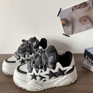 รองเท้าสเก็ตบอร์ดผู้หญิง Xistu Star Platform Thick Bottom Casual Sports Shoes รองเท้าบู๊ตส้นกลางแบบลำลอง ทรงหัวมน