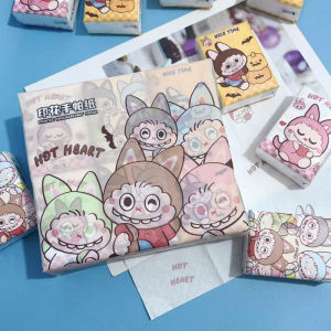 Portable Floral Printed Handkerchief Paper Towels Student Pack 12 Packs Small Size 4 Layer 7 Sheets Each Wood Pulp Material