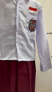 Seragam Sekolah SD - Baju Kemeja Putih Lengan Panjang - Polos  Dengan BET Bendera Merah Putih + OSIS - Atasan untuk Anak cod bayar ditempat