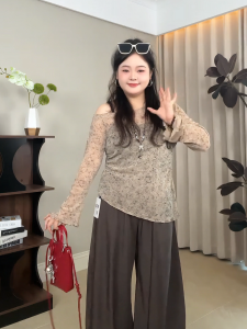 Áo Thun Dài Tay Cổ Tròn Tay Dài Phong Cách Retro Rộng Rãi Cho Nữ Mùa Thu Đầu Tiên Chất Liệu Lưới Không Tay Áo Thun