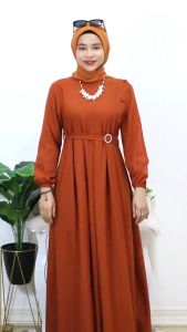Nahya Dress Kondangan Muslim Maxy Gamis Kancing Obi Belt Matt Shakila By Demore