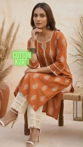 DEBAYU Nayo Cotton Straight Kurti Ethnic Prints Size M to 2XL Kurta Top only Malaysia