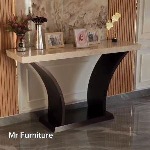 Meja Konsul Top Marmer Krem Kaki Jati