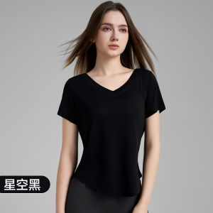 Annie-Sport Sport T Shirt Women Plus Size Korea Style Quick-drying Short Sleeve V Neck Gym Top for Women Curvy Women Yoga Workout Tops Loose Breathable Running Fitness Exercise Shirt for Women