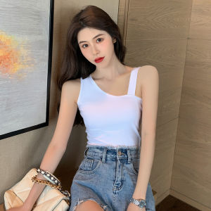 Áo Ba Lỗ Hở Vai Màu Đen Cho Nữ Mùa Hè Thiết Kế Lưng Đẹp Ôm Vừa Vặn Áo Lót Áo Khoác Ngoài Chất Liệu Cotton Áo Chui Đầu