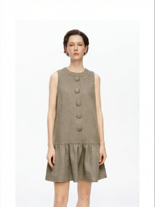 Sleeveless Round Neck A-line Pleated Dress