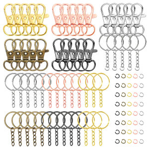 5 Sets Swivel Snap Hook Key Ring with Chain and Jump Ring Set Lobster Clasps Key Chain Rings for Keychains DIY Jewelry Crafts