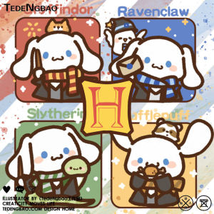 Harry Potter Cinnamoroll Babycinnamoroll Joint Name Four College Cartoon Couple Clothes T-Shirt Tops Summer Pure Cotton Short Sleeve Tops Men