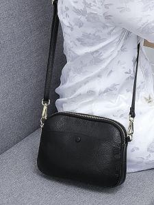 Double-Zipper Leather Mobile Bag Small Luxury Wallet Womens Crossbody Bag Single Shoulder Bag Fashion Casual Handbag