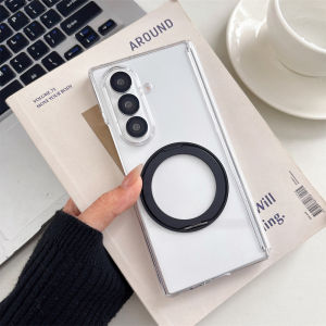 Magnetic Clear Phone Case For Samsung Galaxy Z Fold 7 6 5 4 Hybrid Tempered Flim Ring Holder Stand Hard Shockproof Back Cover