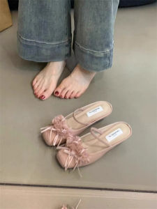 Sheepskin Version Flat Bottom Head Cover Slippers Womens Summer Wedding Shoes mid Heel Matching Skirts Casual Sweet Style