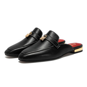 CHCH Womens Muller Shoes 2026 New High Quality Cow Leather Womens Flat Shoes Round Head