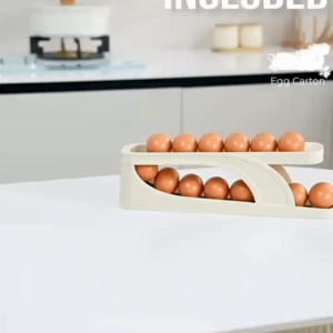 Rak Telur Wadah Kotak Penyimpanan Dispenser Telor 2 Tingkat Susun Gulir Otomatis Automatic Slide Roller Egg Storage Double Layer Tier