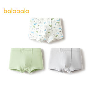 Balabala กางเกงบ็อกเซอร์ขาสั้นสำหรับเด็กผ้าโมดอลชุดชั้นในการเกงขาสั้นบ็อกเซอร์สำหรับเด็กทารกเป็นมิตรกับผิวป้องกันแบคทีเรียสามชิ้น