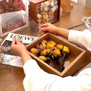 3D Wooden Photo Frame Shadow Box Hollow Depth 5cm Transparent Glass Photo Floating Frame DIY Picture Frame Plant Dried Flower Nordic Art Light Box Home Decoration Gift