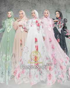 Glamora Syari Vol 3 By Soekha Gamis Set Khimar dan Scraft Ceruty Babydoll Digital Printing Premium