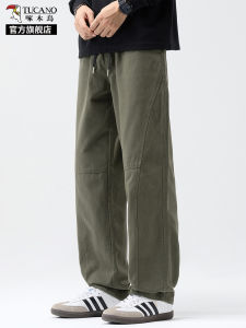 Quần Dài Ống Rộng Cotton Nguyên Chất Cho Nam Mùa Thu Đông Quần Dài Ống Đứng Rộng Rãi Thoải Mái Thường Ngày