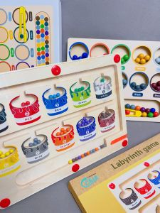 Magnetic Maze Toy for Children Number Recognition Color Classification Logic Thinking Training Game Wooden Bead Walking Puzzle