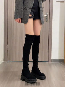 รองเท้าบูทหนังสัมผัสได้ดีสำหรับผู้หญิง ทรงเข้ารูป หุ้มข้อต่ำเหนือเข่า หุ้มข้อหนา หุ้มข้อสูงถึงเข่า รองเท้าบูทฤดูใบไม้ร่วง/ฤดูหนาว