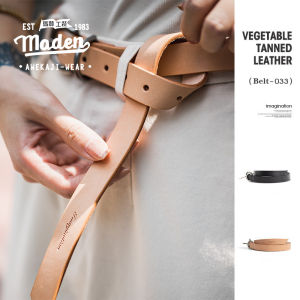 MADEN brand Tooling Style 2025 autumn new Ladies Youth Vintage Vegetable Tanned Top Layer Genuine Leather Small Belt Simple Versatile Double Ring Metal Pin Buckle Decorative Belt