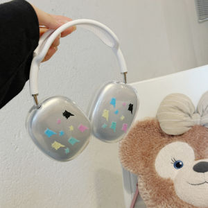 Korean Style Minimalist Cute Wireless Bluetooth Earphone Case for  AirPods Max Overhead Headset Transparent Protective Cover for Girls