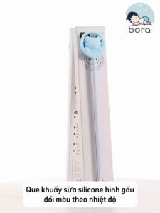 Que khuấy sữa silicone hình gấu cho bé đổi màu theo nhiệt độ