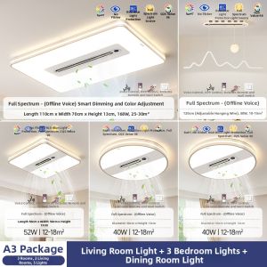 HUIPU ZHAOMING | Bladeless Full Spectrum Eye-caring Minimalist Living Room Ceiling Fan Light