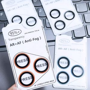 For iPhone 17 16 15 14 13 Pro Max AR Anti-Fog Original Color Rear Camera Tempered Glass Protective Film Gold  Orange Grey Blue