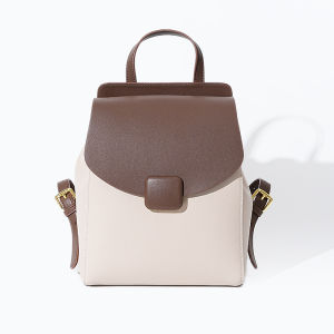 Royal Bagger Backpack for Women Genuine Cow Leather Fashion Contrast Large Capacity Travel Shoulder Bag Commuter Handbag 5021