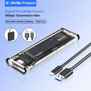 Congdi | M.2 NVME PCIe Case NGFF SATA Protocol SSD Case Clear USB Type C 10Gbps PCI-E M2 SSD Transparent External Enclosure Hard Disk Box