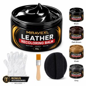 Leather Recoloring Balm Leather & Vinyl Color Restorer Conditioner – Repairs Faded & Scratched Leather Color