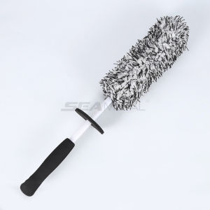 SEAMETAL Microfiber Car Wash Wheel Cleaning Brush Soft Plush Non-Slip Handle Tire Rim Brushes Car Detailing Duster Removal Tool