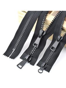 ซิปเรซินเบอร์5เบอร์8ซิปปิดสีดำเปิดคู่สำหรับเสื้อผ้าซิปรูดยาวสำหรับผู้ชาย/ผู้หญิงซิปเสื้อขนเป็ด