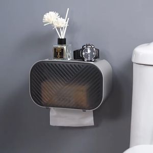 Tissue box bathroom transparent waterproof toilet paper box toilet paper rack free punching paper box