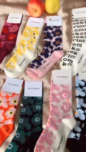 🍒💯 Floral Socks Marimekko Printed Socks Long Socks Fashion Socks🌷💖(All Photos taken by yourself) Freesize36-42