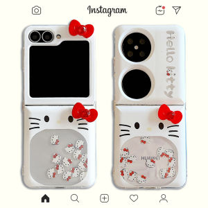 Cute Kt Kitty Phone Case for Zflip7/6/5 Honor Magicv Foldable Screen Findn3flip Xiaomi Mixflip2 Huawei Pocket2 Gold Sandshake